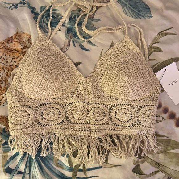 FORE Women’s Festival Crochet Halter Neck Babydoll Tank Top​ - Picture 5 of 8